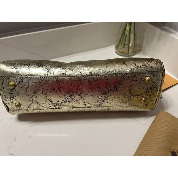 Patricia Nash Distressed Gold Leather Mia Frame Handbag, New With Tags - Picture 8 of 13